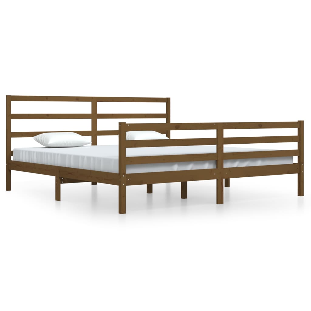 Bedframe Massief Grenenhout Honingbruin 200X200 Cm