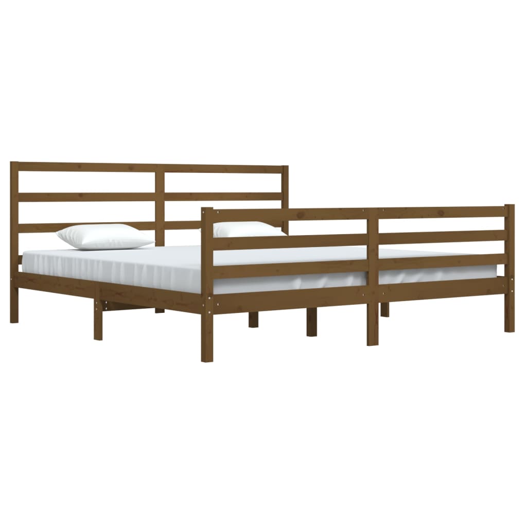 Bedframe Massief Grenenhout Honingbruin 200X200 Cm