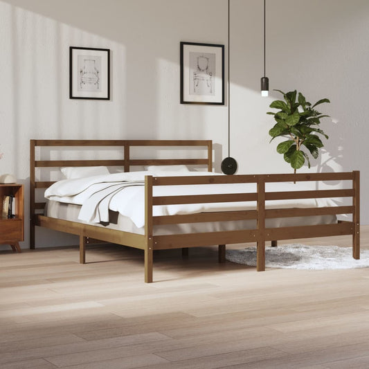 Bedframe Massief Grenenhout Honingbruin 200X200 Cm