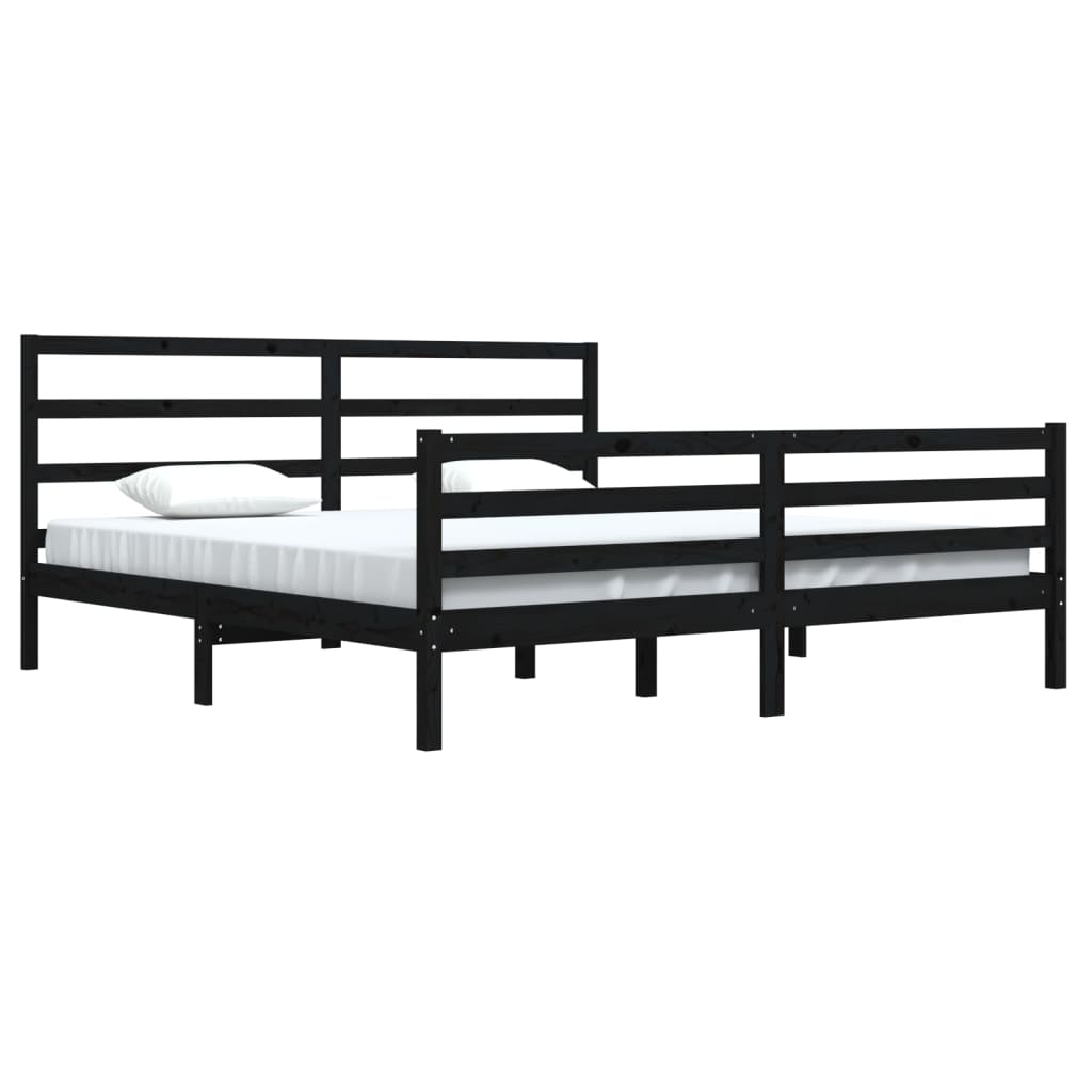 Bedframe Massief Grenenhout Zwart 200X200 Cm