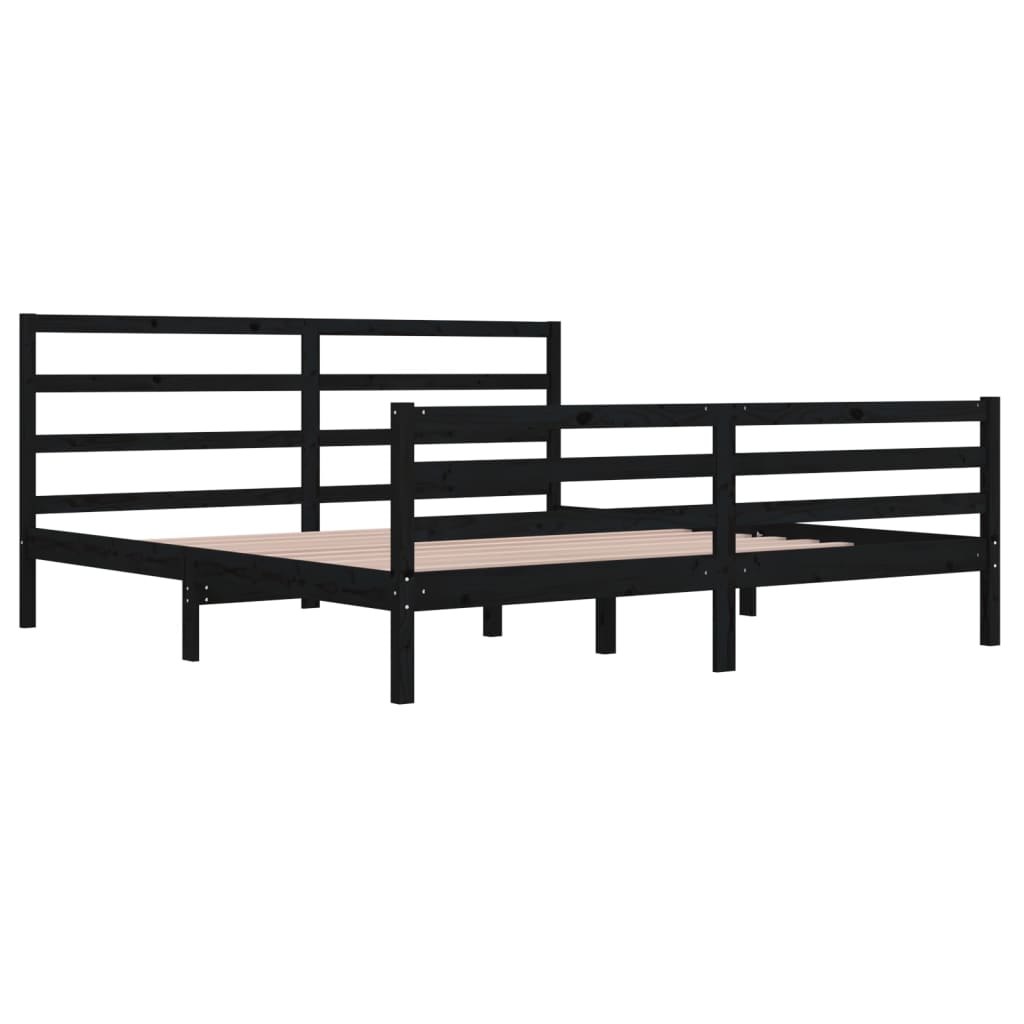 Bedframe Massief Grenenhout Zwart 200X200 Cm