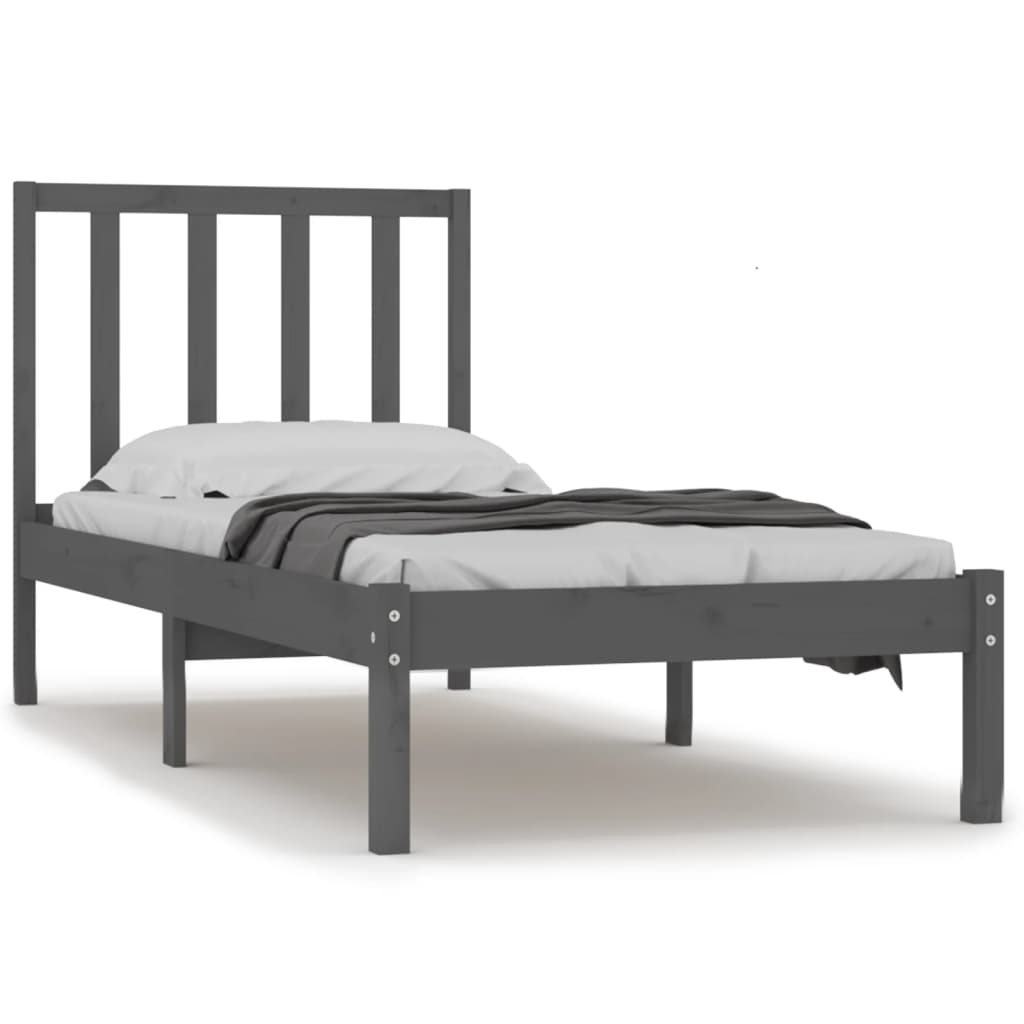 Bedframe Massief Grenenhout Grijs 90X190 Cm 3Ft Single