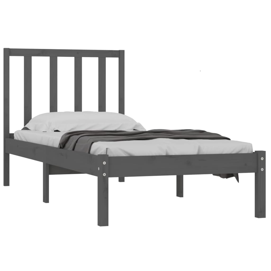 Bedframe Massief Grenenhout Grijs 90X190 Cm 3Ft Single