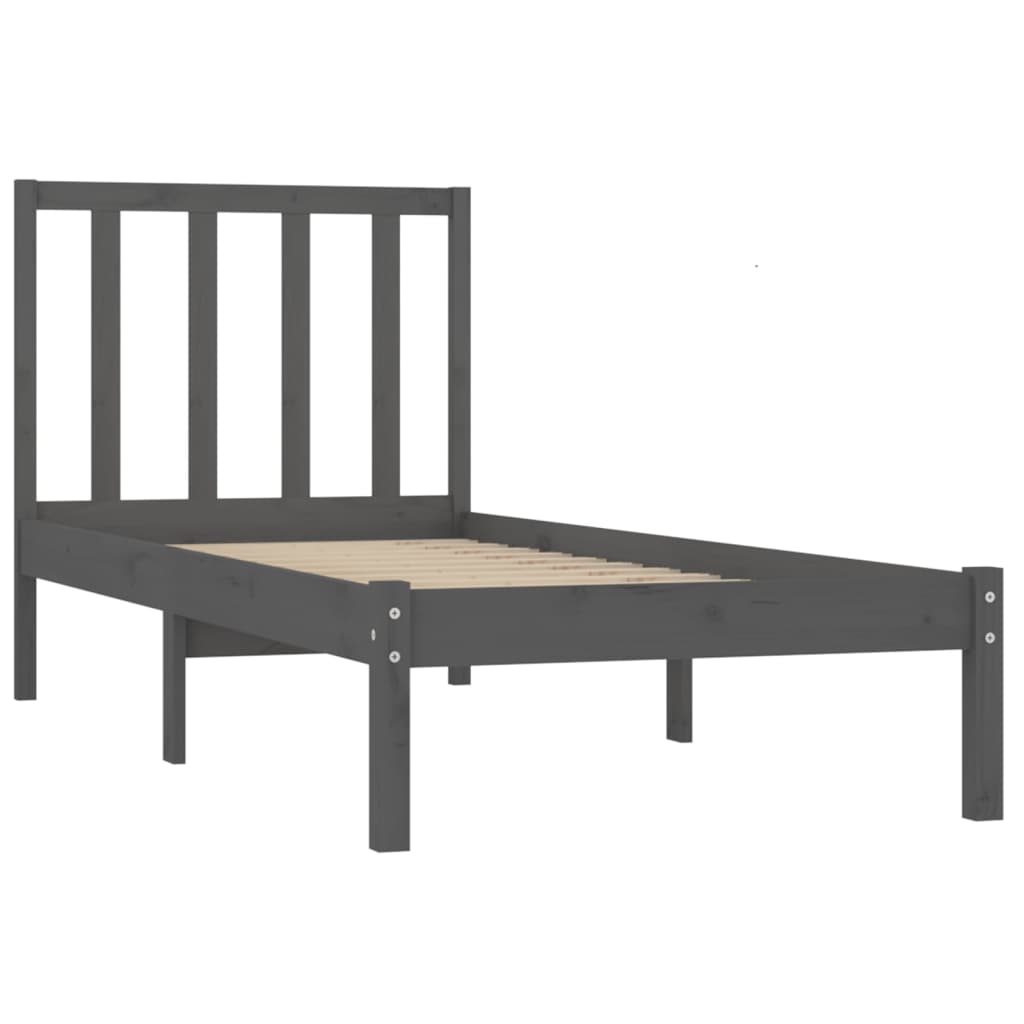 Bedframe Massief Grenenhout Grijs 90X190 Cm 3Ft Single