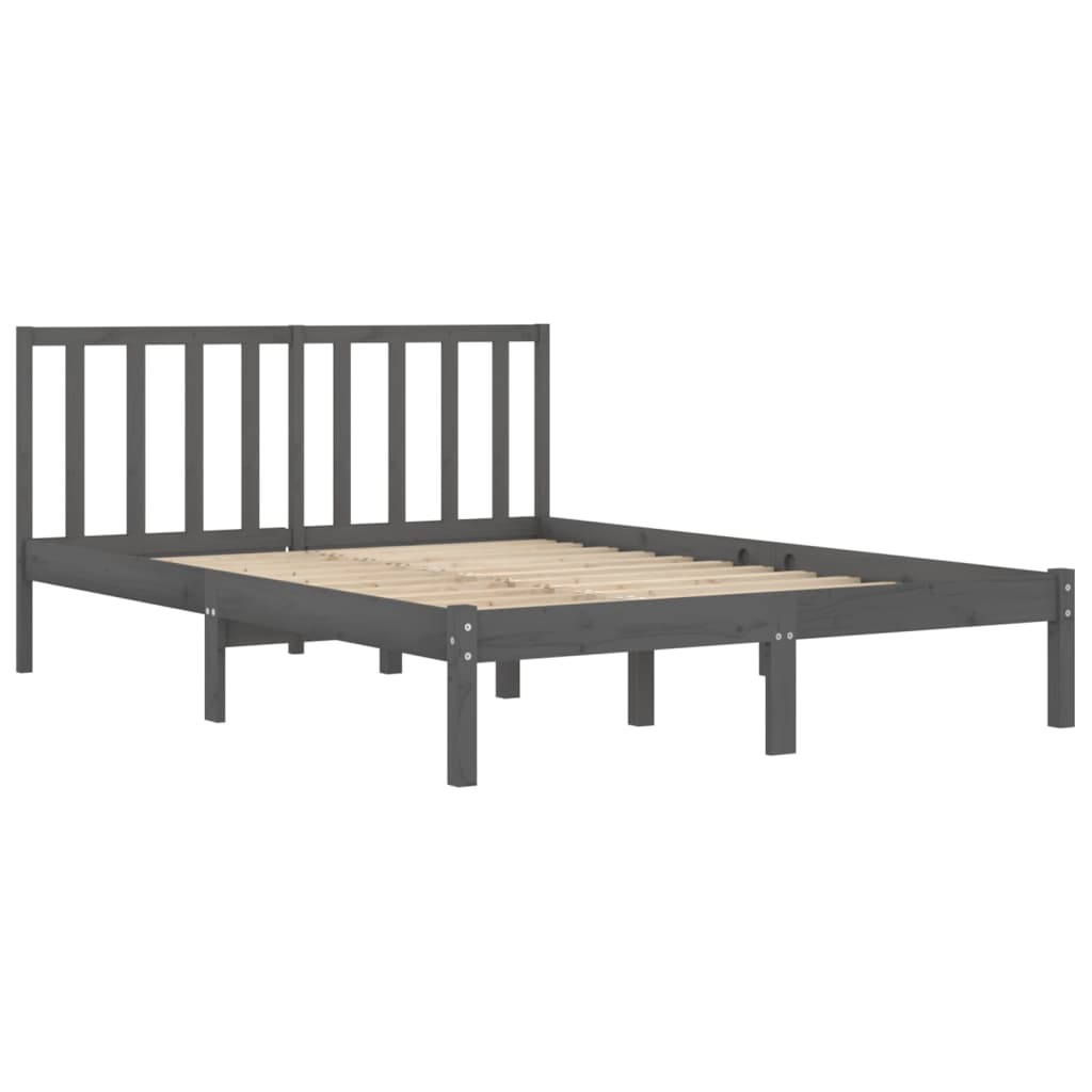 Bedframe Massief Grenenhout Grijs 135X190 Cm 4Ft6 Double