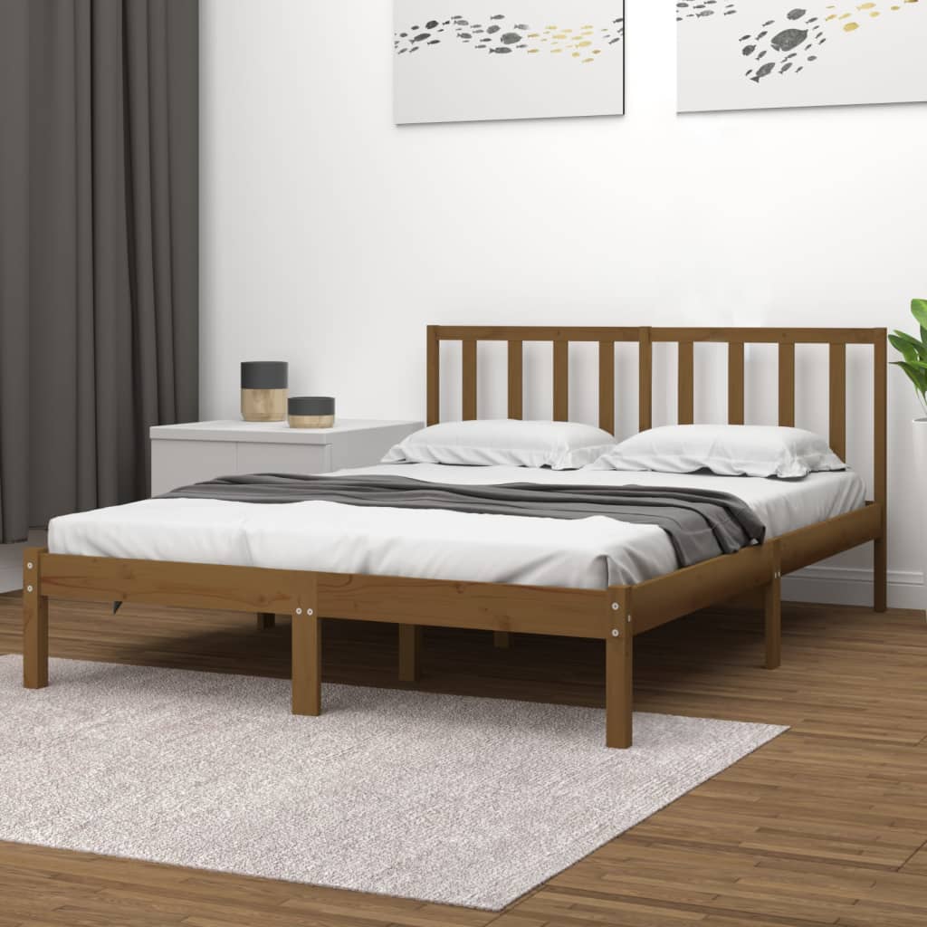 Bedframe Massief Grenenhout Honingbruin 135X190 Cm 4Ft6 Double