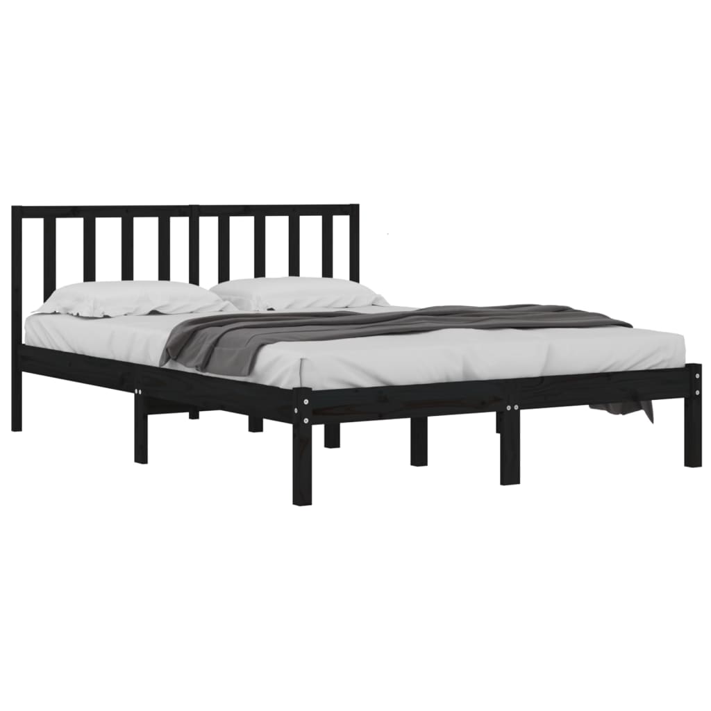 Bedframe Massief Grenenhout Zwart 140X190 Cm