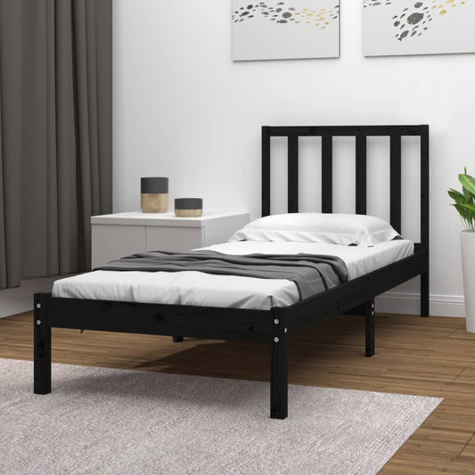 Bedframe Massief Grenenhout Zwart 100X200 Cm