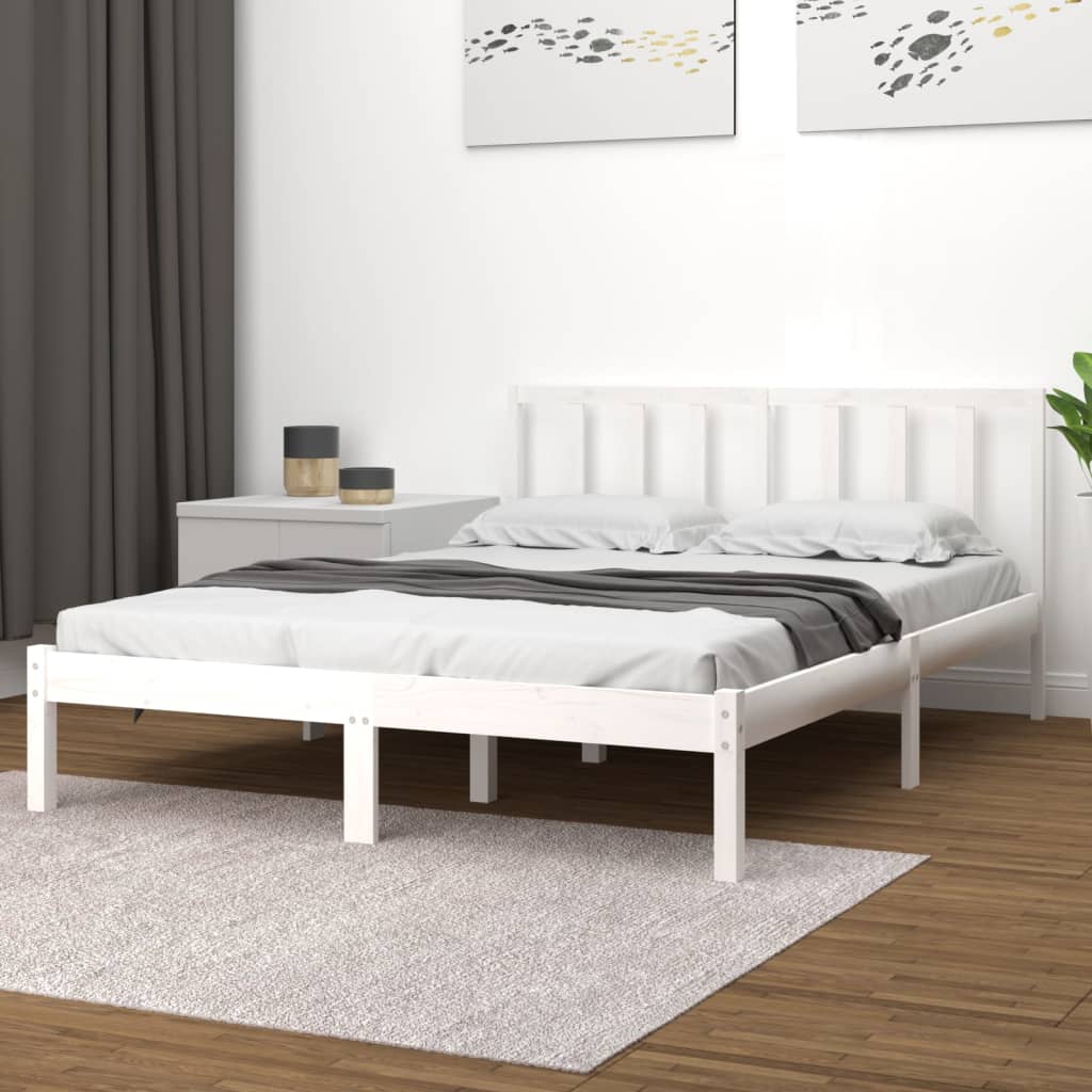 Bedframe Massief Grenenhout Wit 140X200 Cm