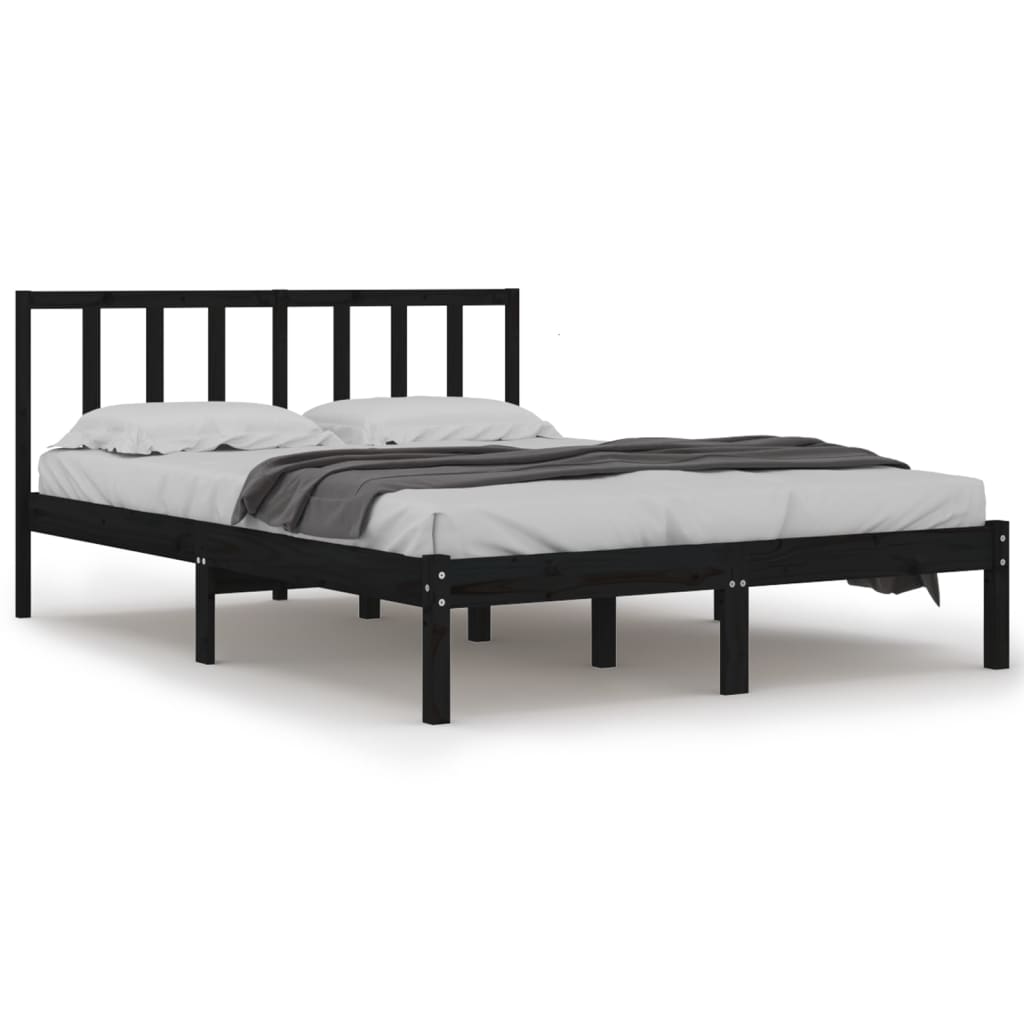 Bedframe Massief Grenenhout Zwart 140X200 Cm