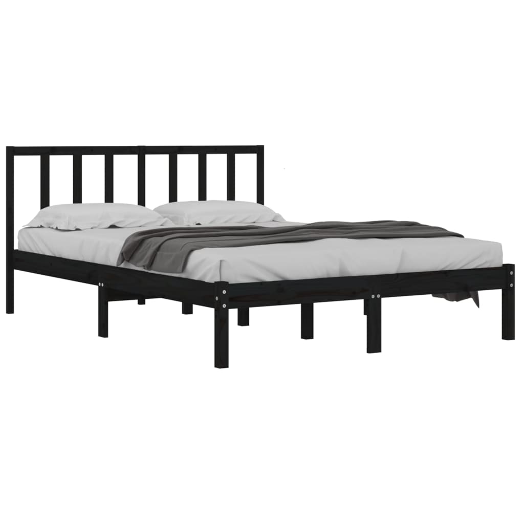 Bedframe Massief Grenenhout Zwart 140X200 Cm