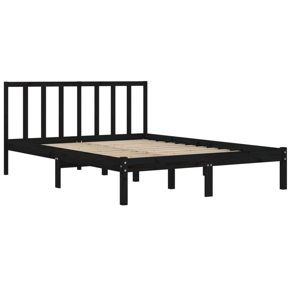 Bedframe Massief Grenenhout Zwart 140X200 Cm