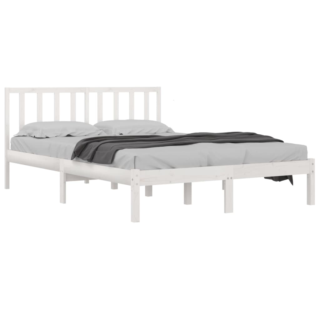 Bedframe Massief Grenenhout Wit 200X200 Cm