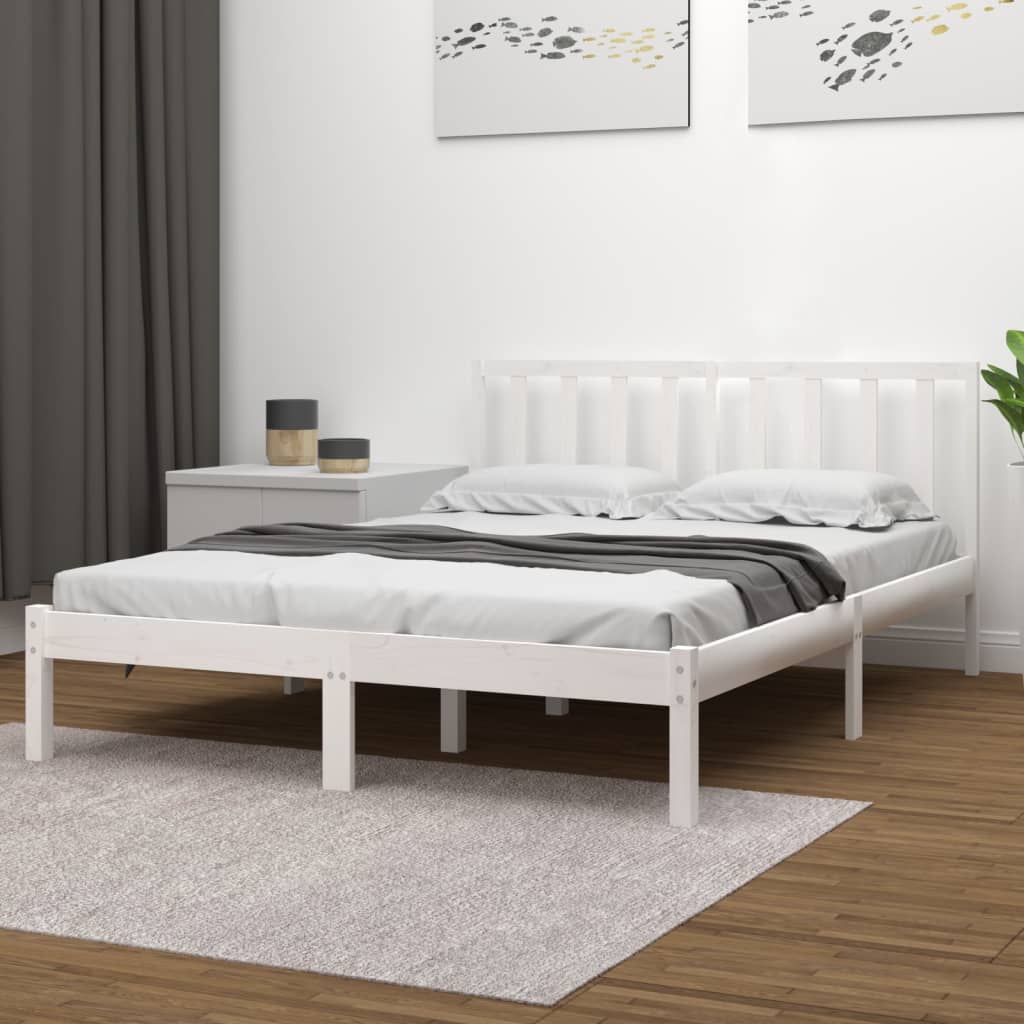 Bedframe Massief Grenenhout Wit 200X200 Cm