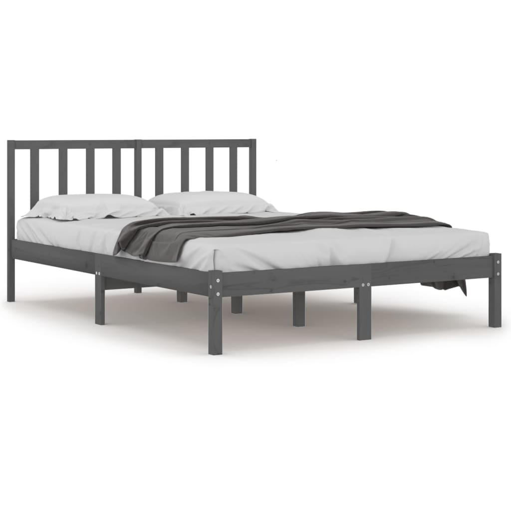 Bedframe Massief Grenenhout Grijs 200X200 Cm