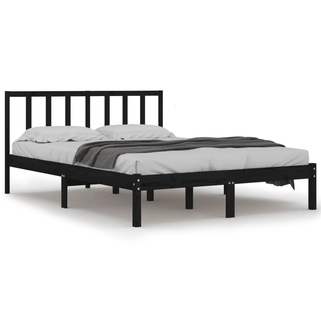 Bedframe Massief Grenenhout Zwart 120X190 Cm 4Ft Small Double