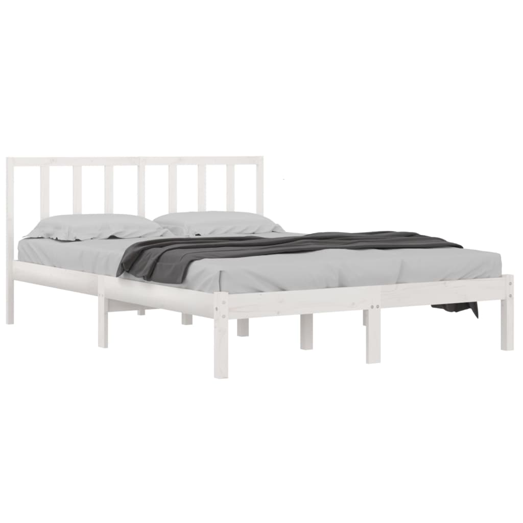 Bedframe Massief Grenenhout Wit 140X190 Cm