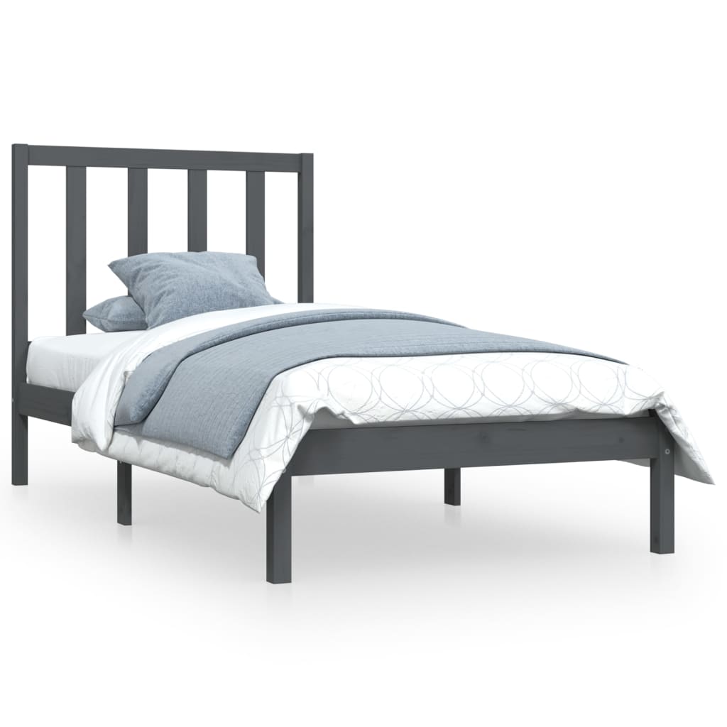 Bedframe Massief Grenenhout Grijs 75X190 Cm 2Ft6 Small Single