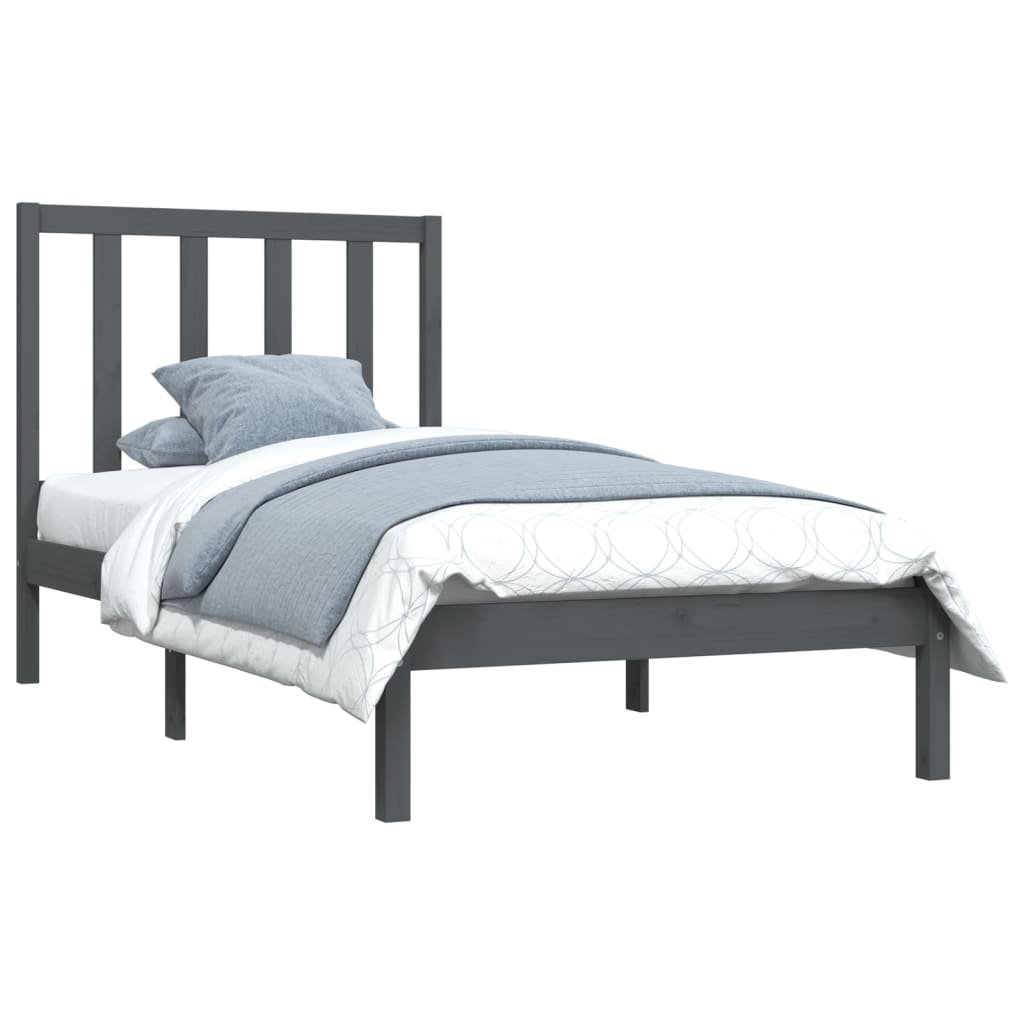 Bedframe Massief Grenenhout Grijs 75X190 Cm 2Ft6 Small Single
