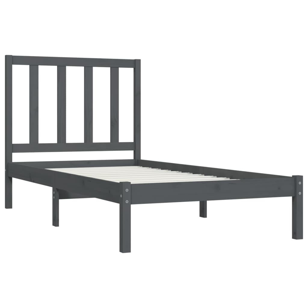 Bedframe Massief Grenenhout Grijs 75X190 Cm 2Ft6 Small Single