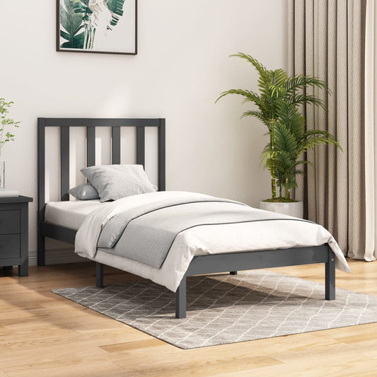 Bedframe Massief Grenenhout Grijs 75X190 Cm 2Ft6 Small Single