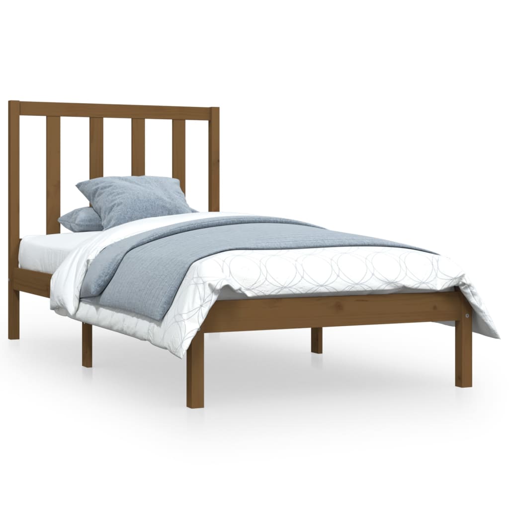 Bedframe Massief Hout Honingbruin 75X190 Cm 2Ft6 Small Single