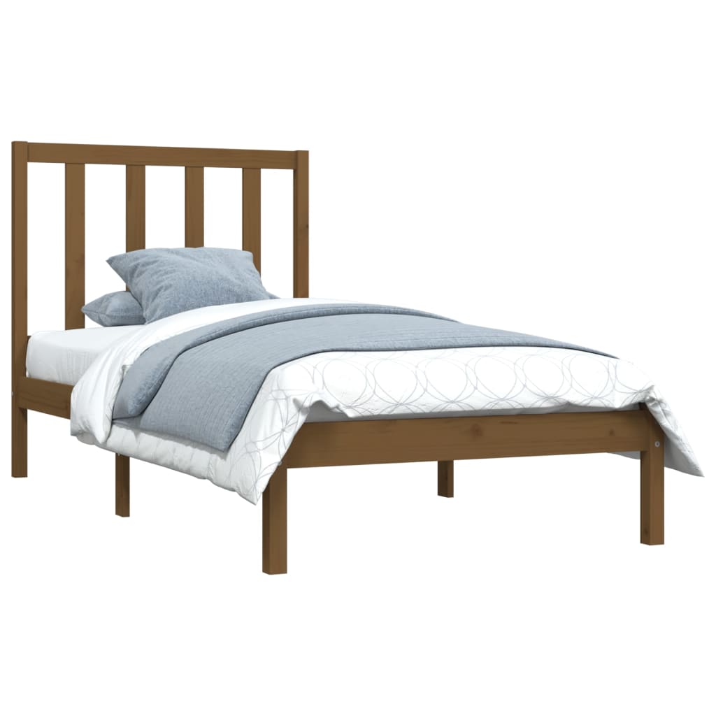 Bedframe Massief Hout Honingbruin 75X190 Cm 2Ft6 Small Single