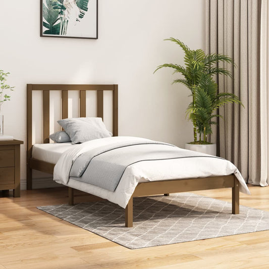 Bedframe Massief Hout Honingbruin 75X190 Cm 2Ft6 Small Single