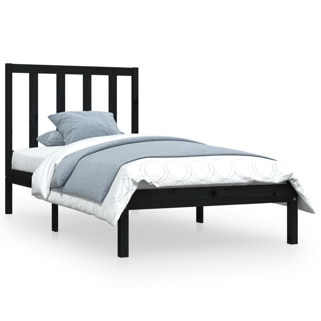 Bedframe Massief Grenenhout Zwart 75X190 Cm 2Ft6 Small Single