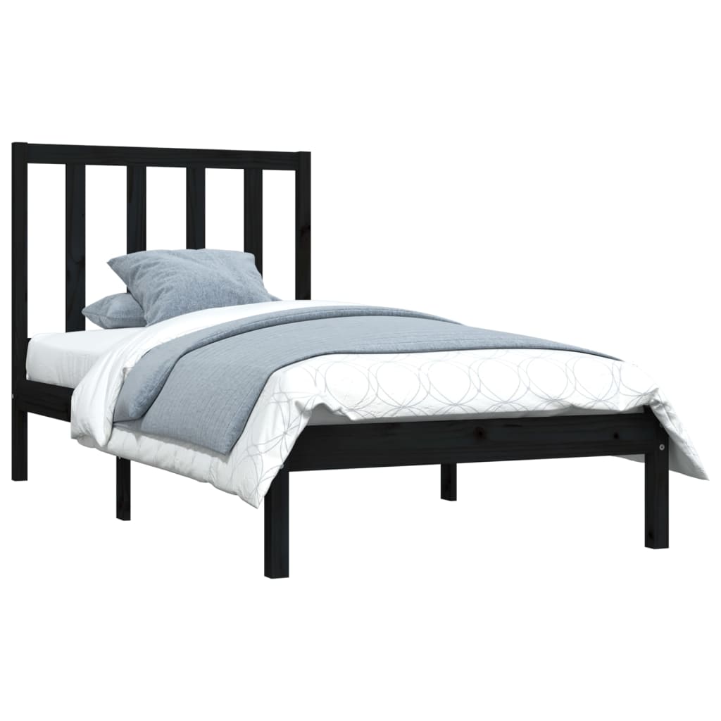 Bedframe Massief Grenenhout Zwart 75X190 Cm 2Ft6 Small Single
