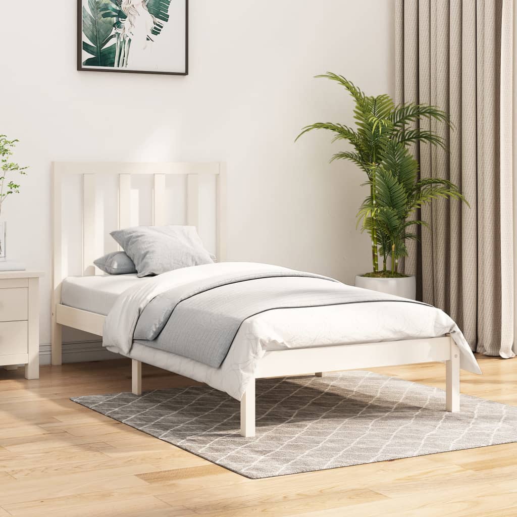 Bedframe Massief Grenenhout Wit 90X190 Cm 3Ft Single