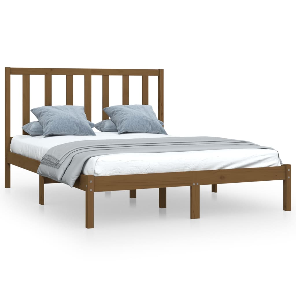 Bedframe Massief Hout Honingbruin 120X190 Cm 4Ft Small Double