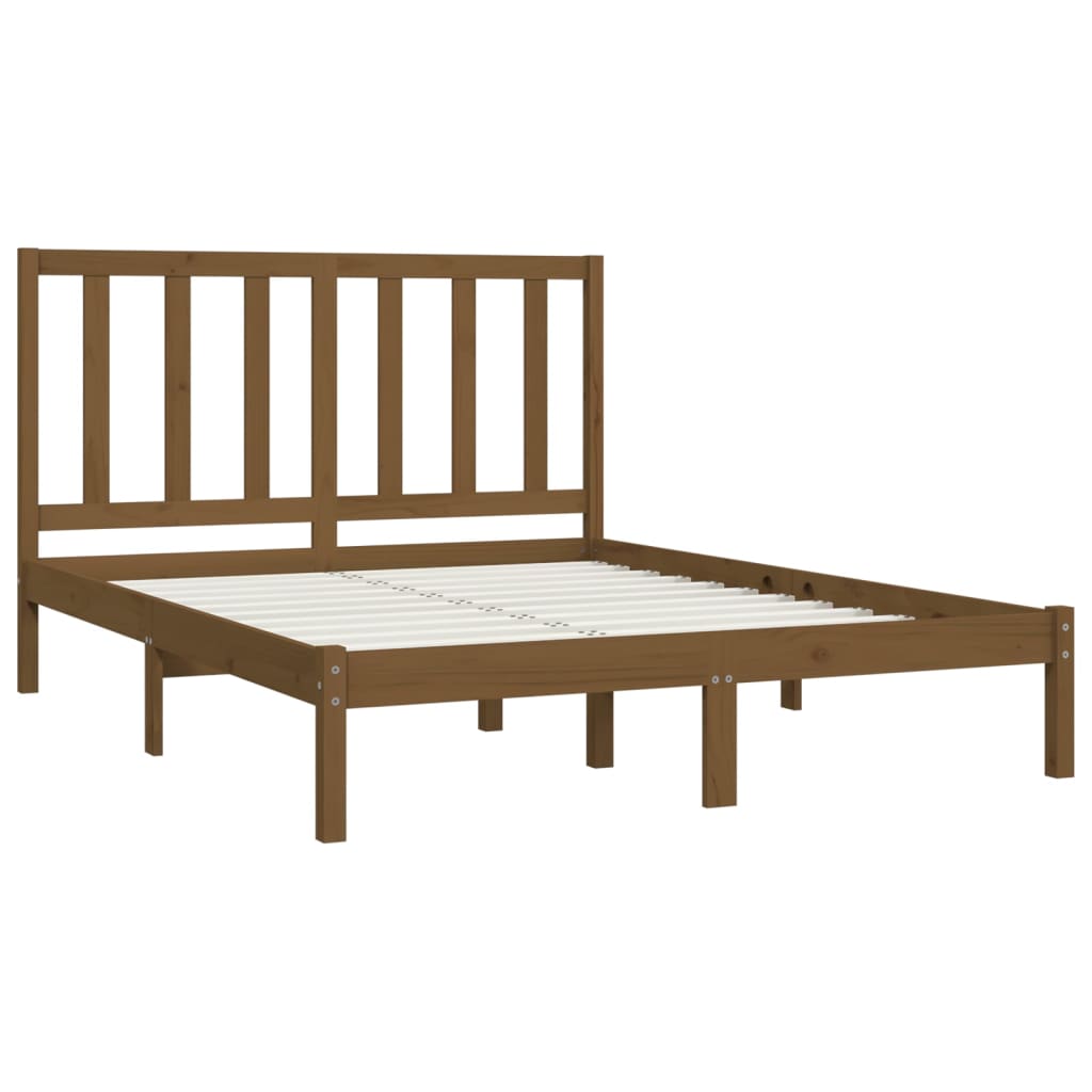 Bedframe Massief Hout Honingbruin 120X190 Cm 4Ft Small Double