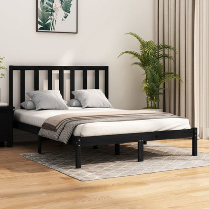 Bedframe Massief Grenenhout Zwart 120X190 Cm 4Ft Small Double