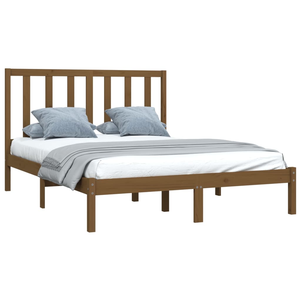 Bedframe Massief Grenenhout Honingbruin 135X190 Cm 4Ft6 Double