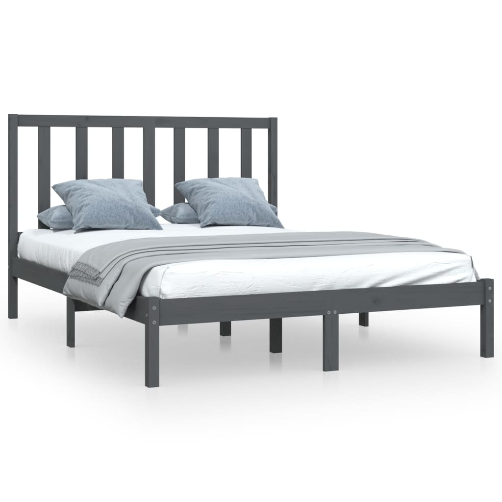 Bedframe Massief Grenenhout Grijs 120X200 Cm