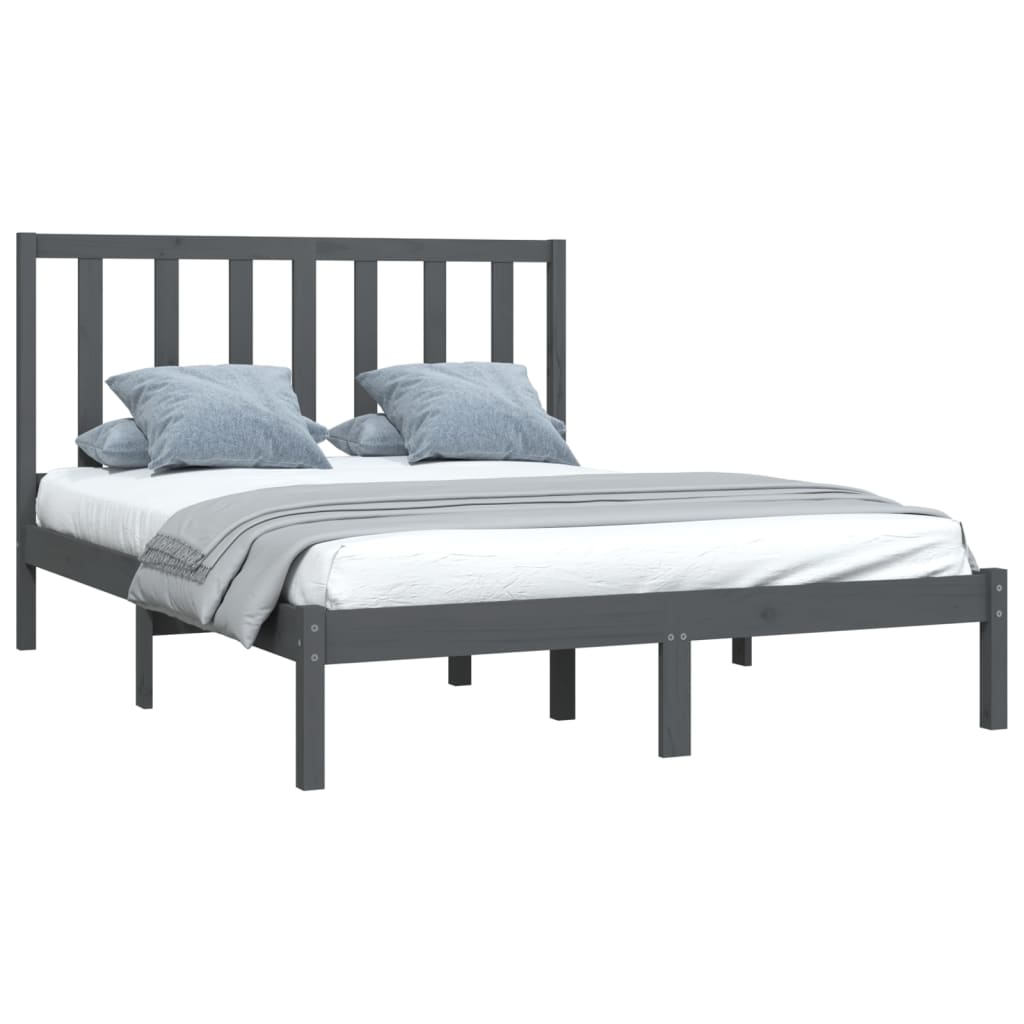 Bedframe Massief Grenenhout Grijs 120X200 Cm
