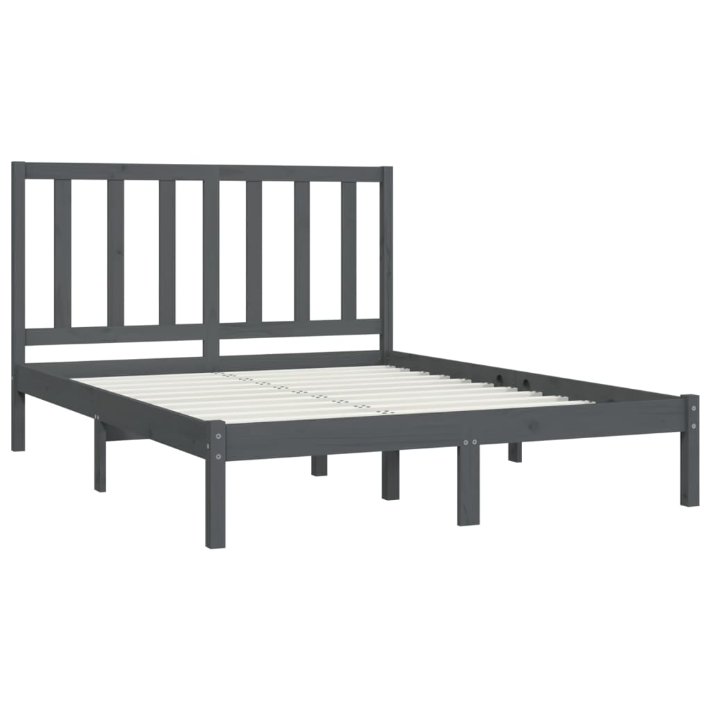 Bedframe Massief Grenenhout Grijs 120X200 Cm