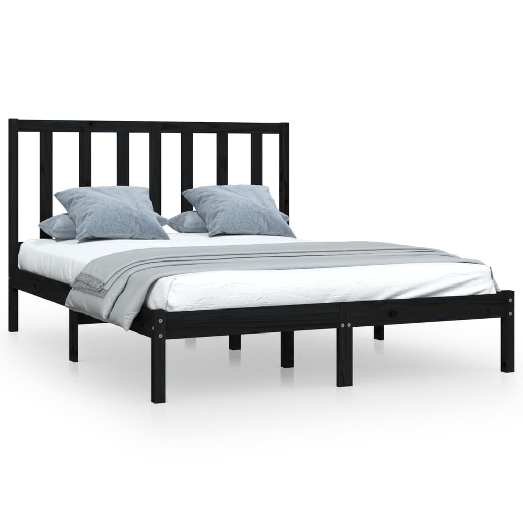 Bedframe Massief Grenenhout Zwart 140X200 Cm