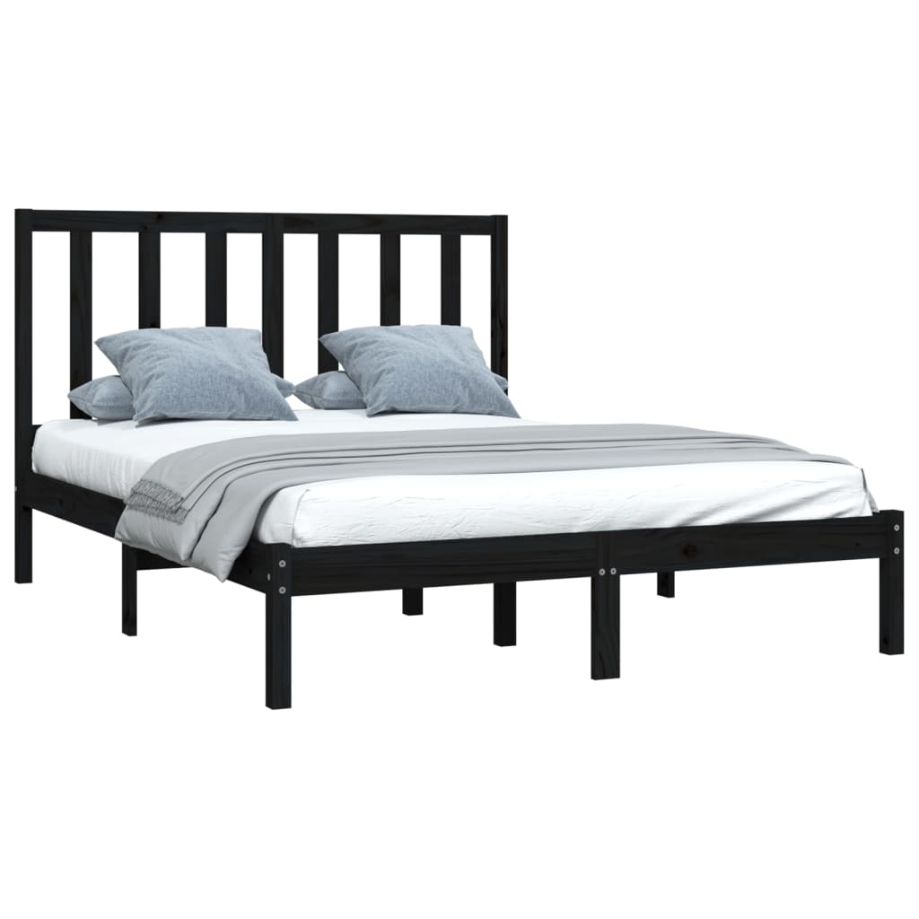 Bedframe Massief Grenenhout Zwart 140X200 Cm