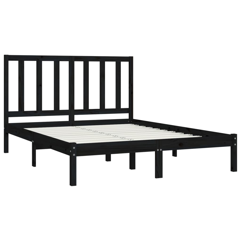 Bedframe Massief Grenenhout Zwart 140X200 Cm