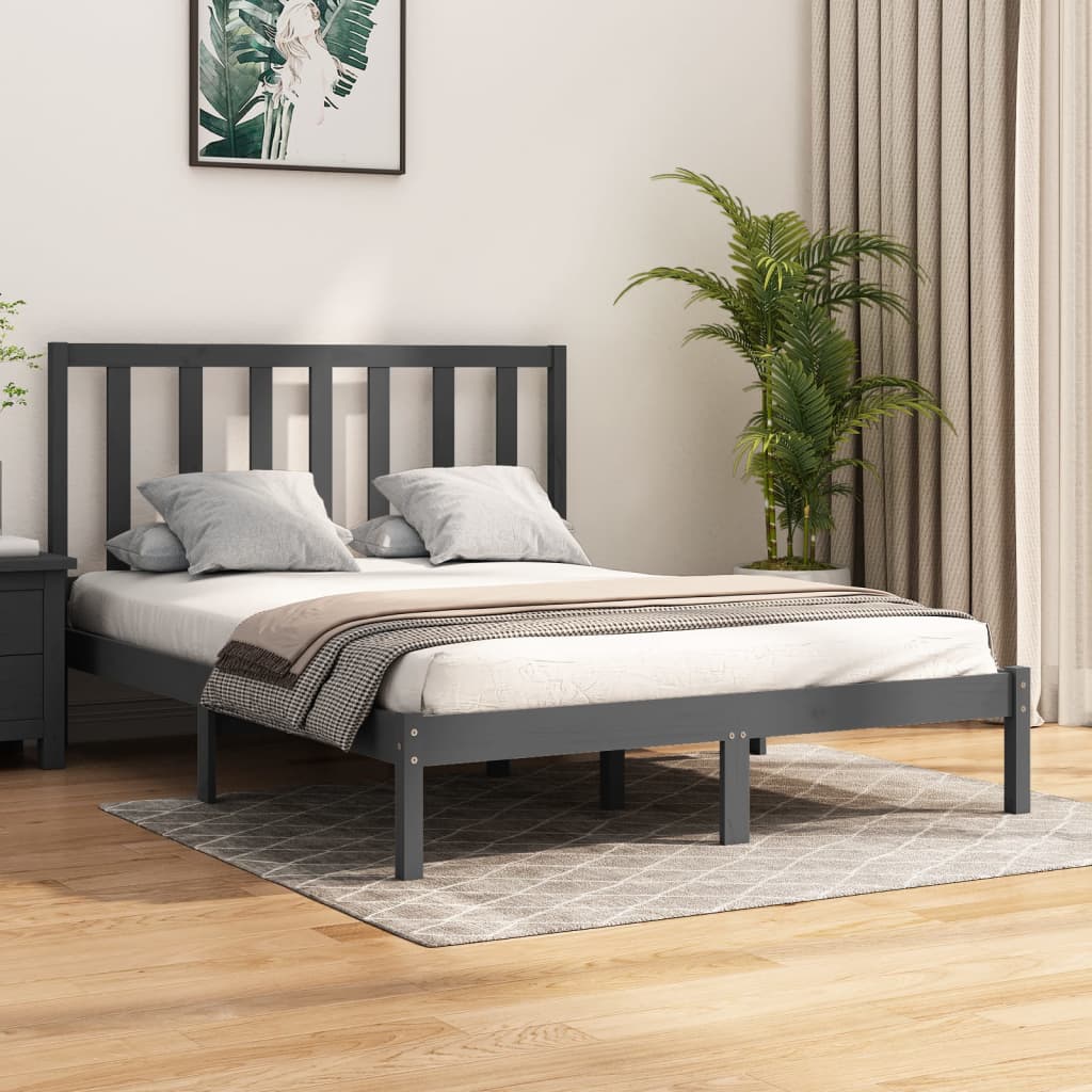 Bedframe Massief Grenenhout Grijs 160X200 Cm