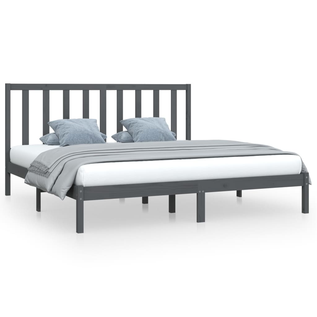 Bedframe Massief Grenenhout Grijs 180X200 Cm 6Ft Super King