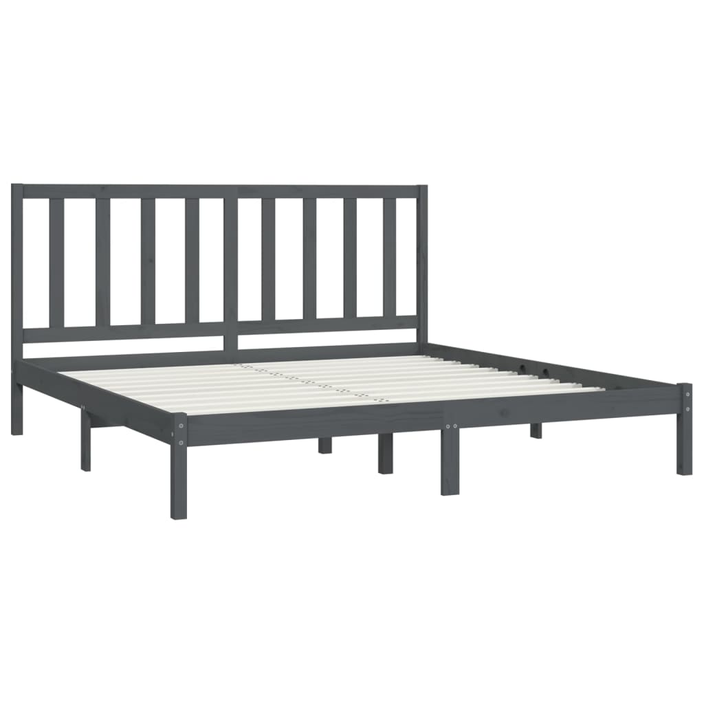 Bedframe Massief Grenenhout Grijs 180X200 Cm 6Ft Super King