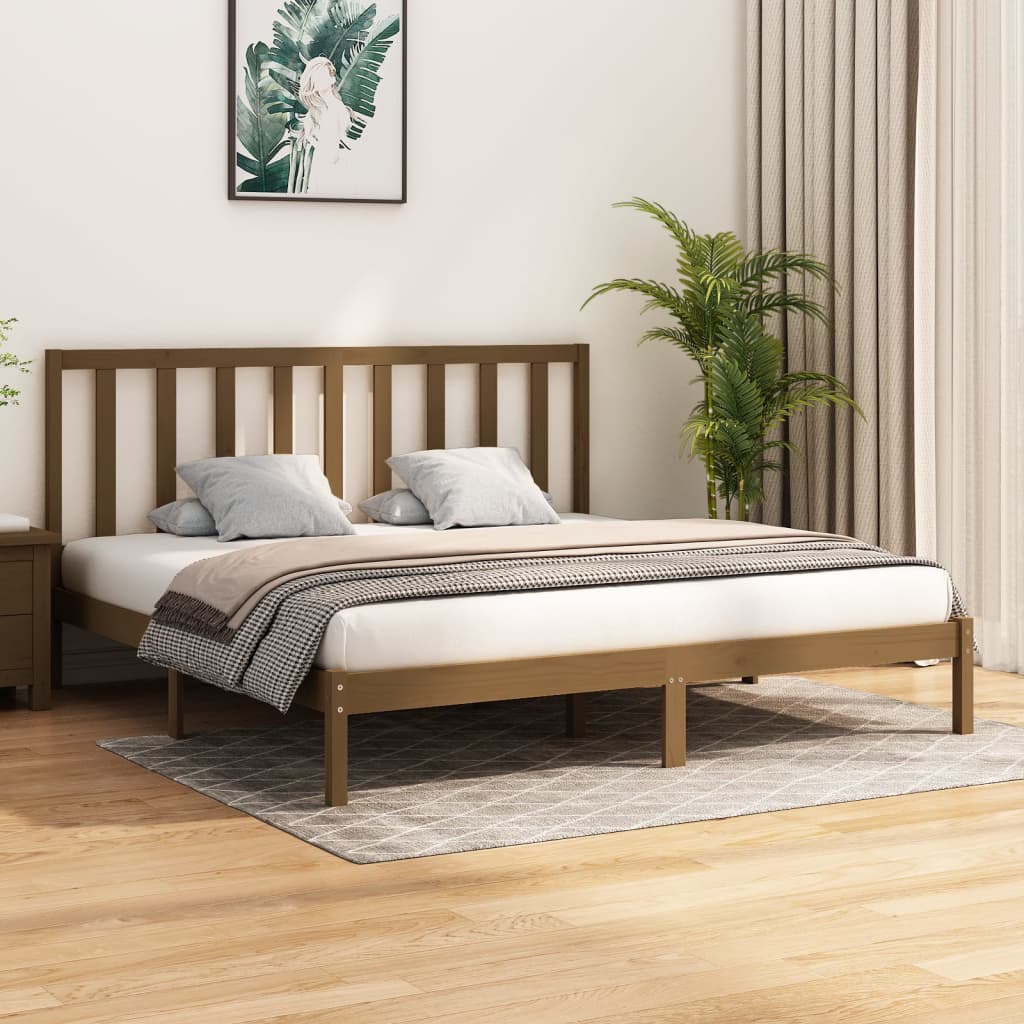 Bedframe Grenenhout Honingbruin 180X200 Cm 6Ft Super King
