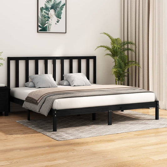 Bedframe Massief Grenenhout Zwart 180X200 Cm 6Ft Super King