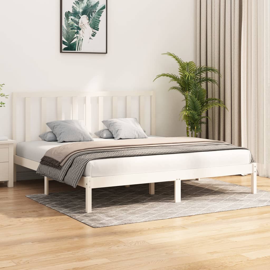 Bedframe Massief Grenenhout Wit 200X200 Cm