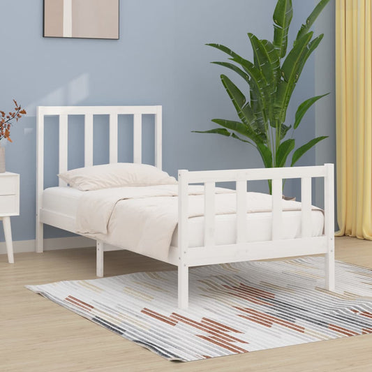 Bedframe Massief Hout Wit 75X190 Cm 2Ft6 Small Single