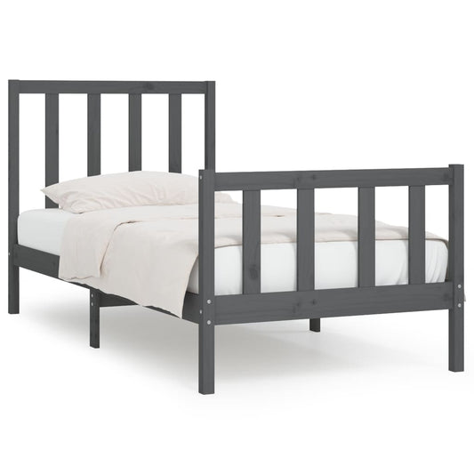Bedframe Massief Hout Grijs 75X190 Cm 2Ft6 Small Single