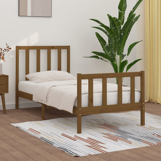 Bedframe Massief Hout Honingbruin 90X190 Cm 3Ft Single
